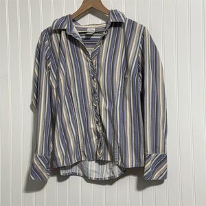Fashion Bug Vintage Multicolored Stripe Button Up Shirt Women's‎ L 100% Cotton